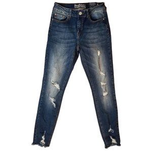 RESFEBER Raw Hem Distressed Ripped Denim Boyfriend Skinny Jeans - Women's 6